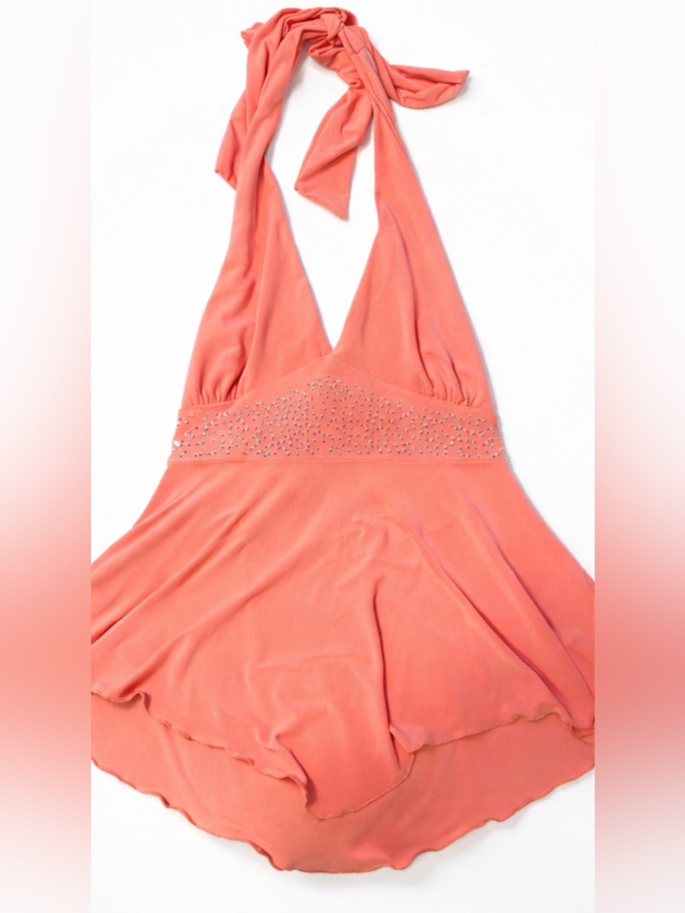 Tattoo Brand vintage 2000s Coral Halter Neck Embellished Y2K